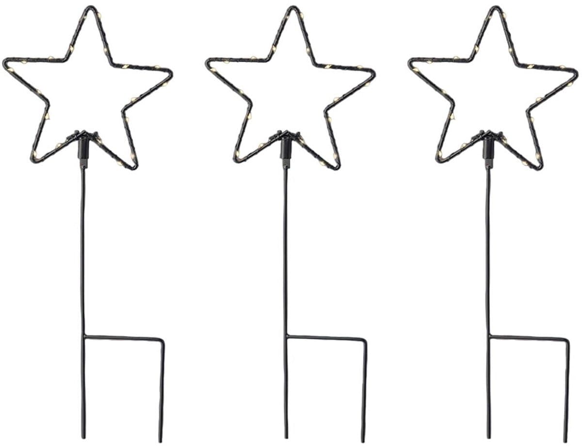 Set of LED garden stakes Lumineo Christmas Stars Ø 15 x 42,5 cm MicroLED 3 Pieces