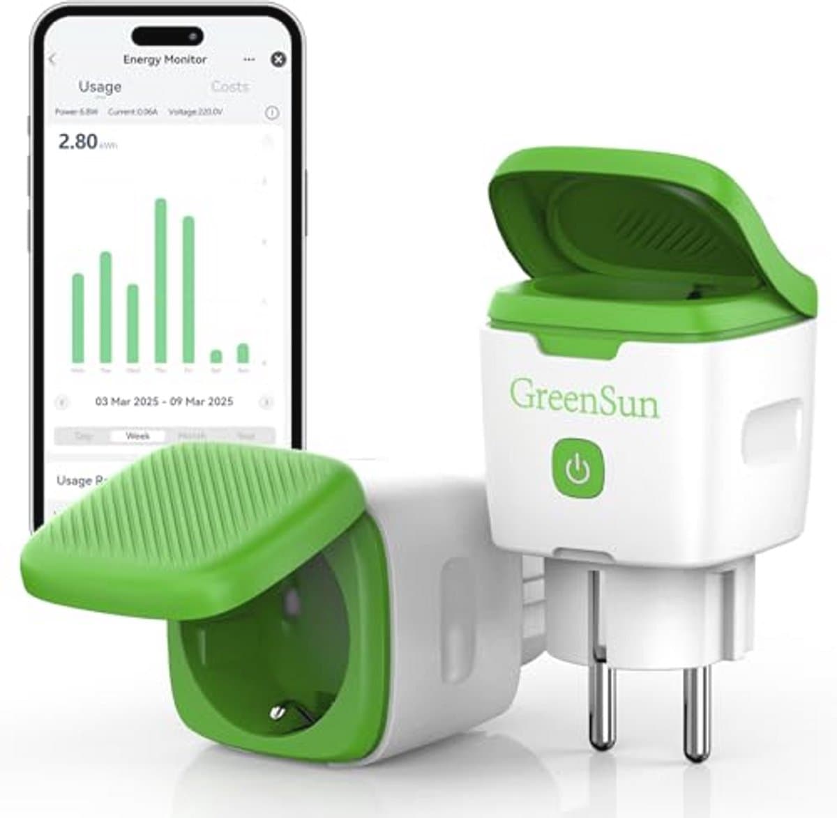 Tijdschakelaar voor Buiten, Waterdicht, WiFi Stopcontact, Smart Life App, Compatibel met Alexa en Google Home, 16 A