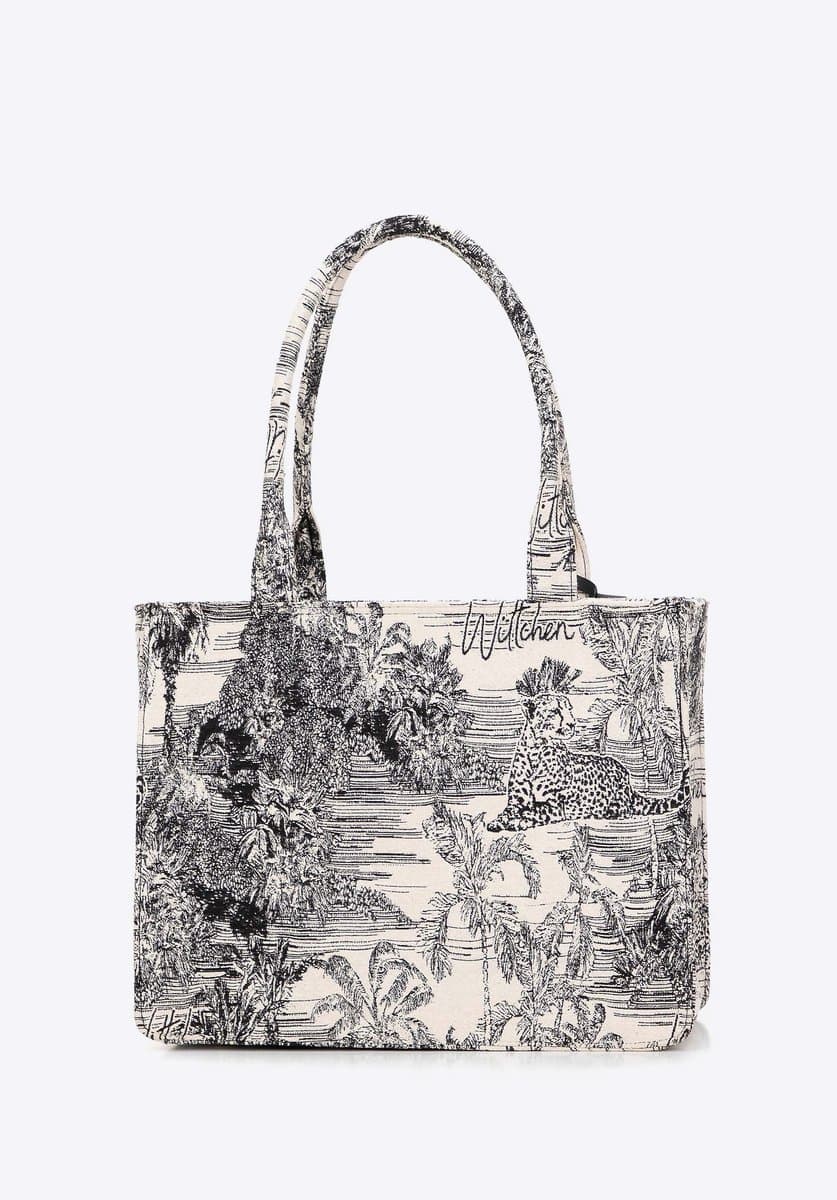 Wittchen Jacquard Shopper - Zwart en Crème - A4 Formaat - Afneembare Kwast
