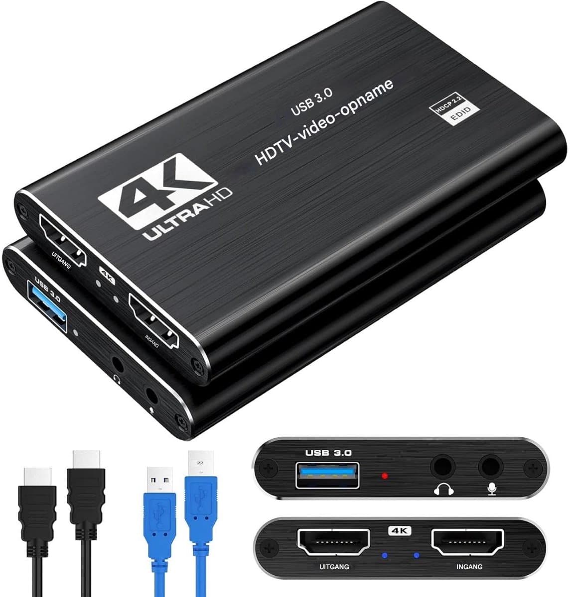 YOZHIQU - Videocapturekaart - USB 3.0 Videocapturekaart - Plug-and-Play - Brede Compatibiliteit - Met Hoge Snelheid USB 3.0 Transmissie - 14,5*12,5*3,5cm - Geschikt voor Xbox PS4 Switch Camera PC OBS - Metaal Legering