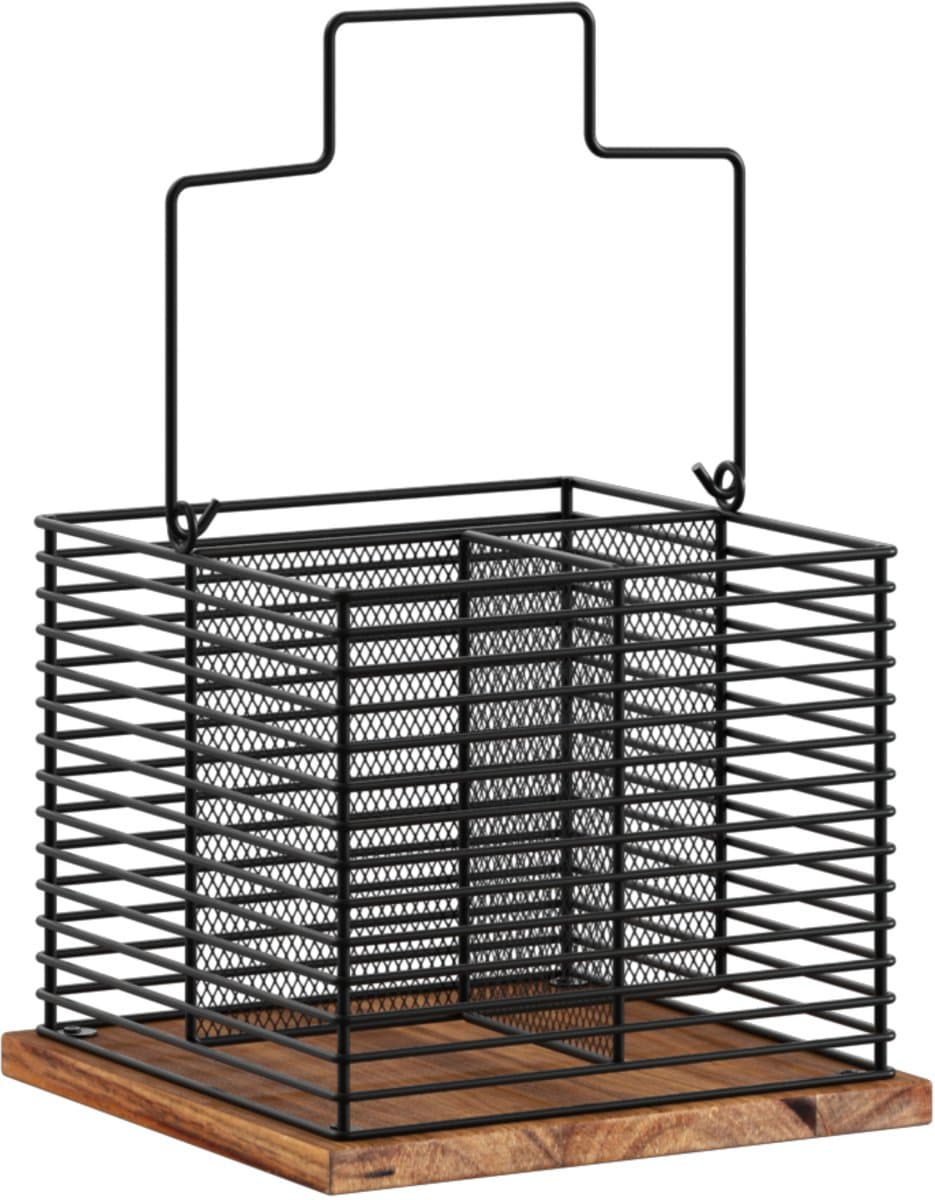5five Bestekorganizer - Acacia&Staal, 18,5 x 18,5 x 29 cm