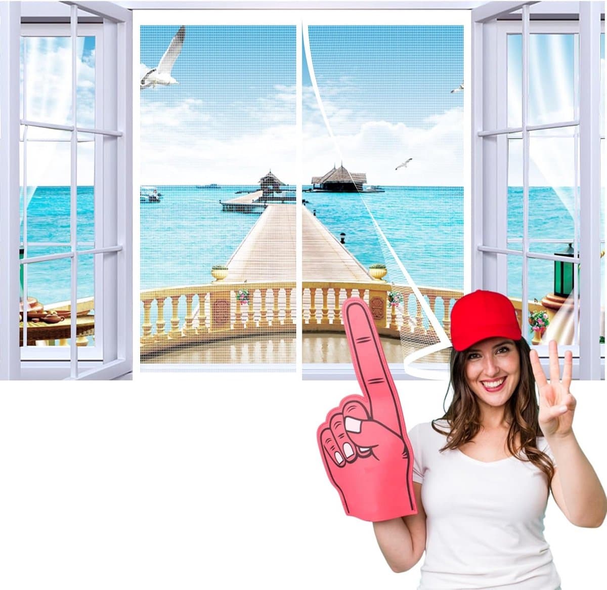 Magnetisch Hordeurgordijn 120x240cm Heavy Duty Gaas Scherm Wit