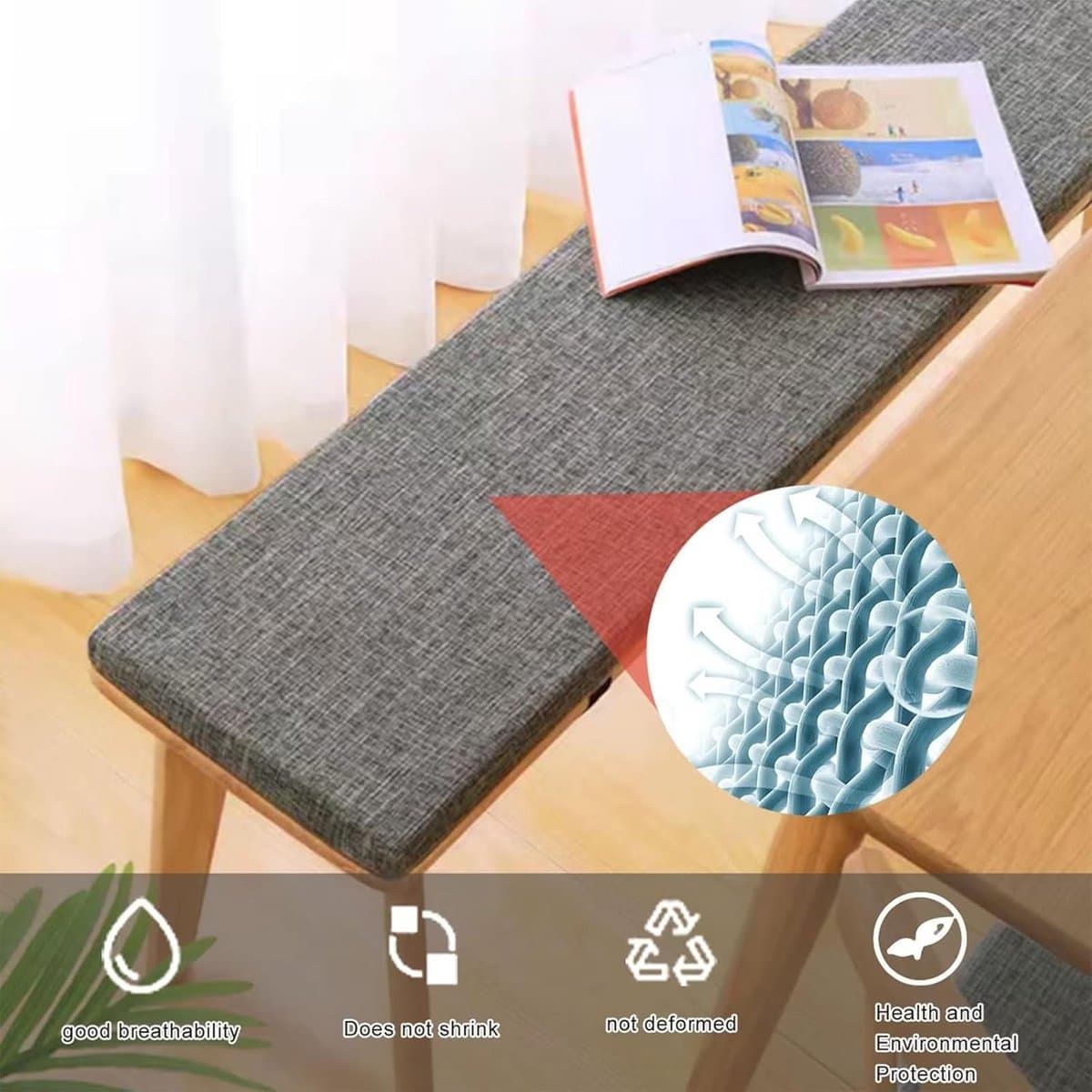 Comfortabel Zitkussen Bank en Vensterbank 40x80x5 cm - Wasbaar & Antislip - Achat Groen
