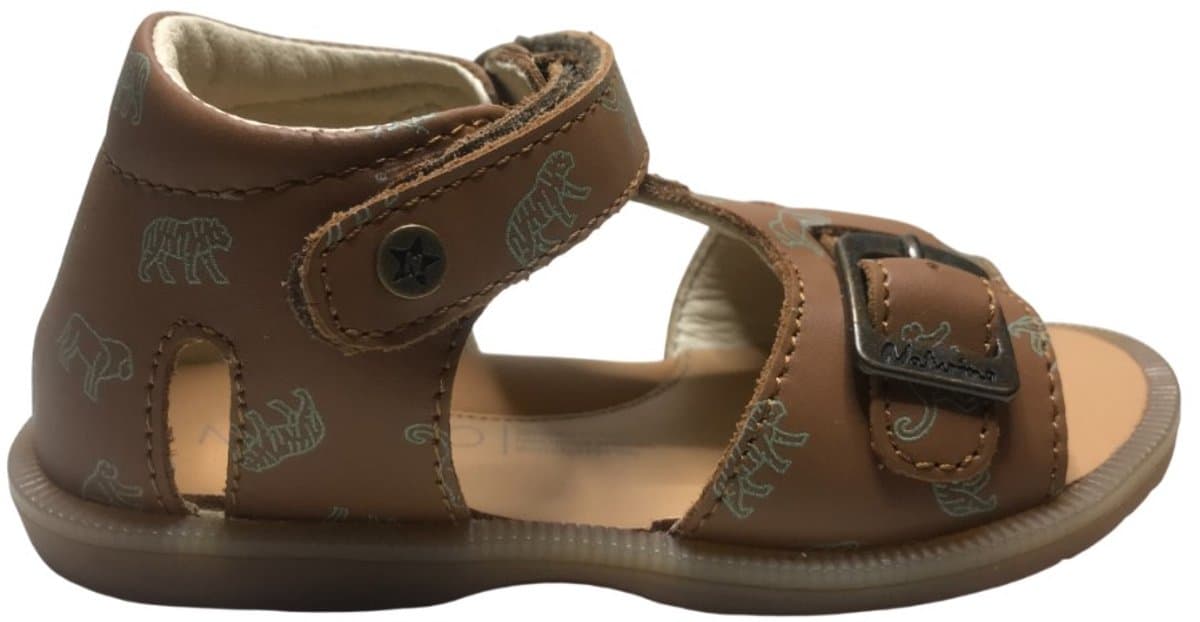 Naturino - Quarzo - Mt 23 - velcro lederen sandaal - safari - cognac