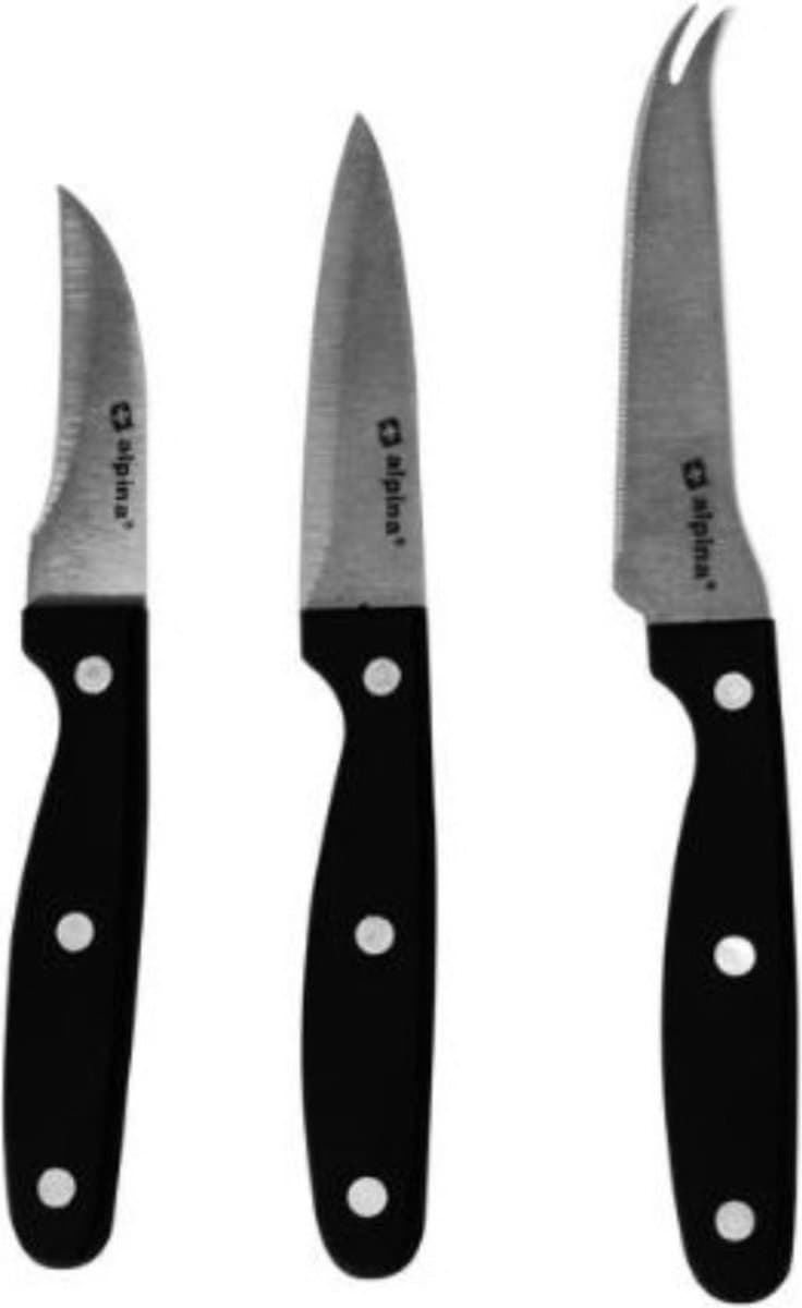 Alpina keukenmes set - 3 stuks, 18,5/19,5/22 cm, zwart
