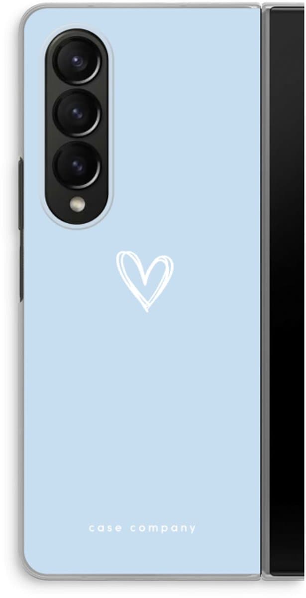 Case Company® - Hoesje geschikt voor Samsung Galaxy Z Fold4 hoesje - Klein Hart Blauw - Soft Cover Telefoonhoesje - Bescherming aan alle Kanten en Schermrand