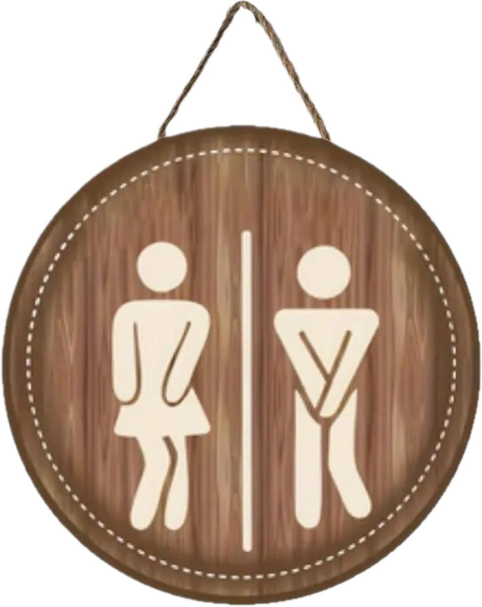 1 Stuk Houten WC-teken – Met Geslachtpictogrammen, Geschikt voor Kantoor, Hotel, Huis & Club, Zakelijk Wandontwerp