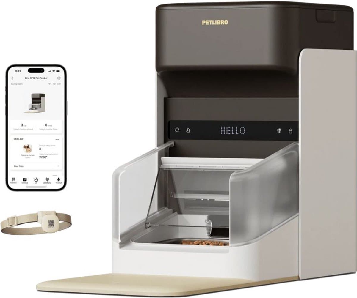 Petlibro One Automatische Voerbak Met Chip Herkenning - Voerbak - Zwart