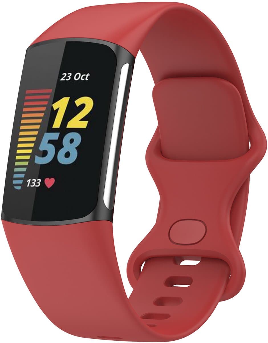 123watches sport band - rood - SM - Geschikt voor Fitbit Charge 5 & 6