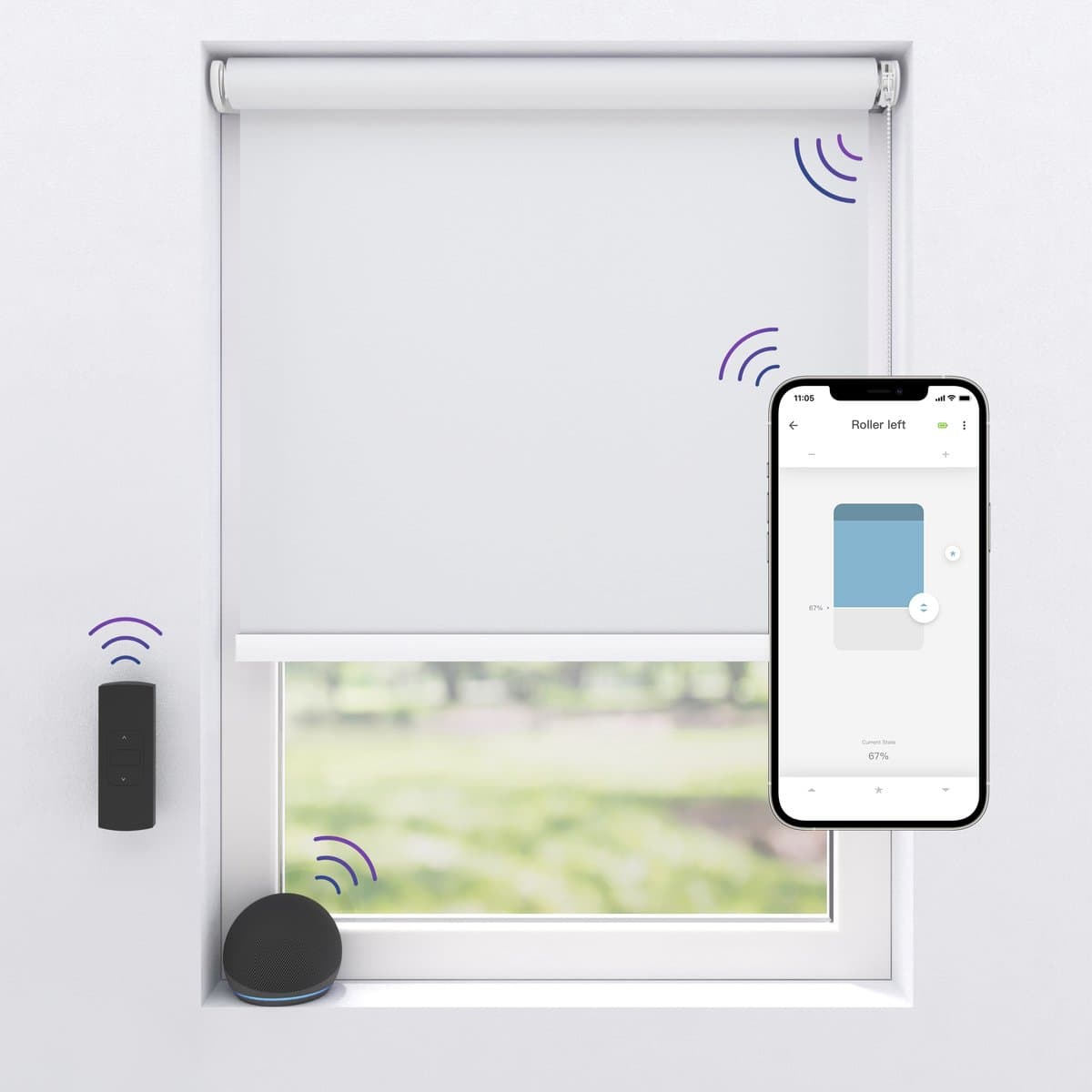Motionblinds Elektrisch Rolgordijn Verduisterend - 90 x 190cm - App bediening - Slimme Rolgordijn - Automatisch Rolgordijn - Inclusief Montagemateriaal - Wit - 1 Stuk