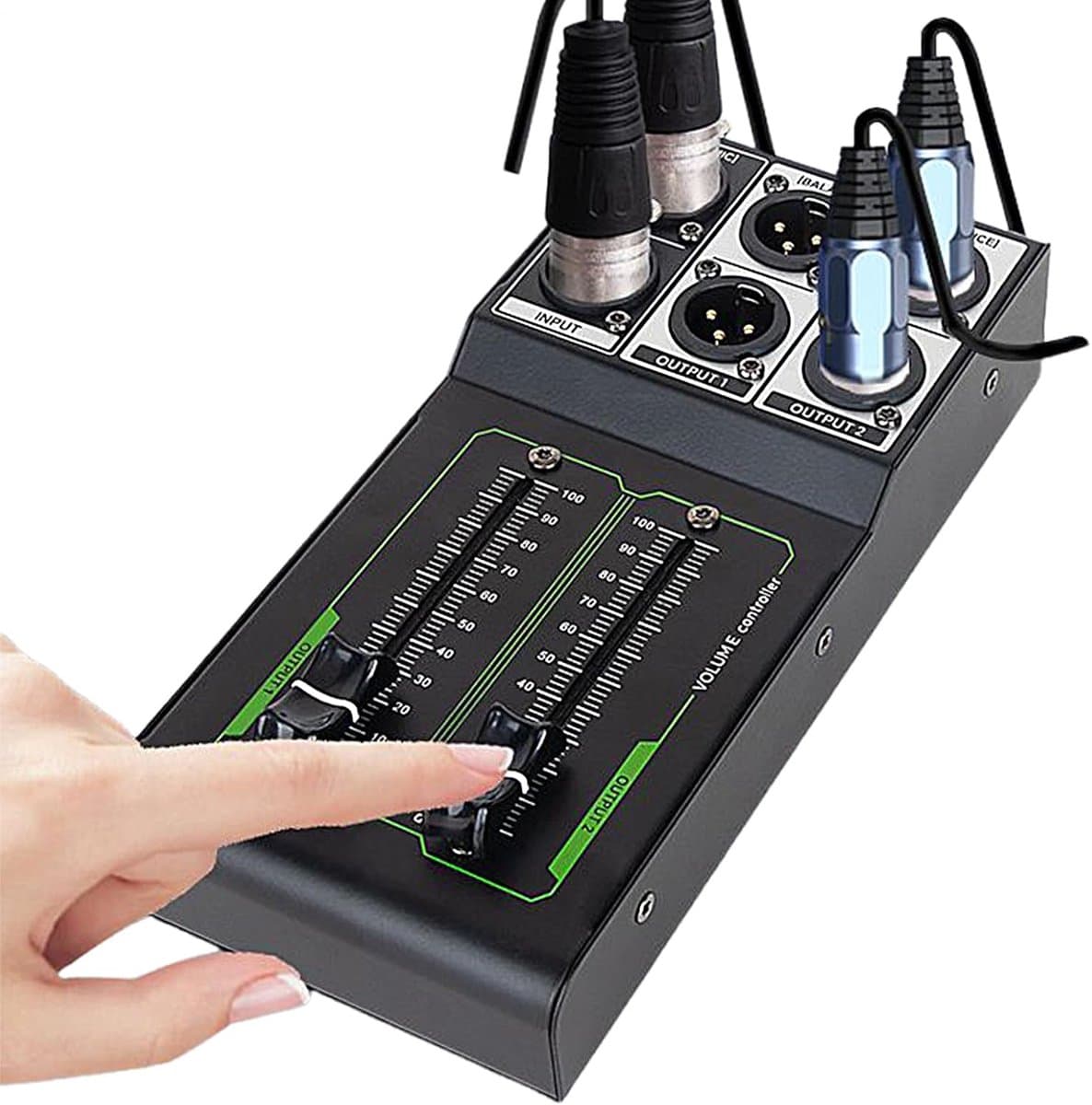 Studiomonitor Controller - Audio Volumeregelaar - Nauwkeurig Geluid - Passief Ontwerp - 70mm Fader - Zwart