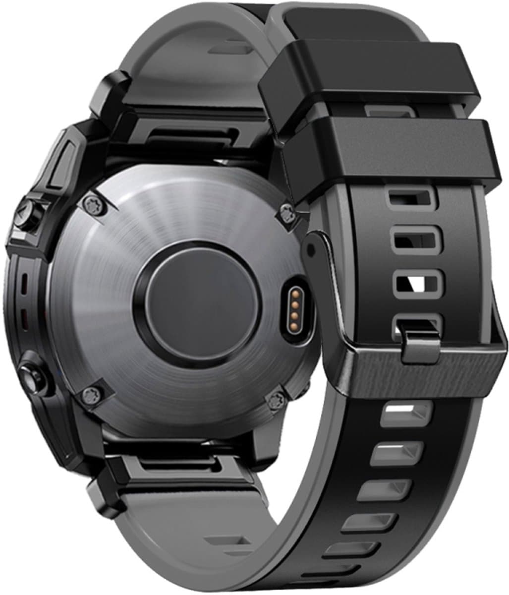 Voor Garmin Fenix 7 22 mm platbinding tweekleurige siliconen horlogeband met snelsluiting (zwartgrijs)
