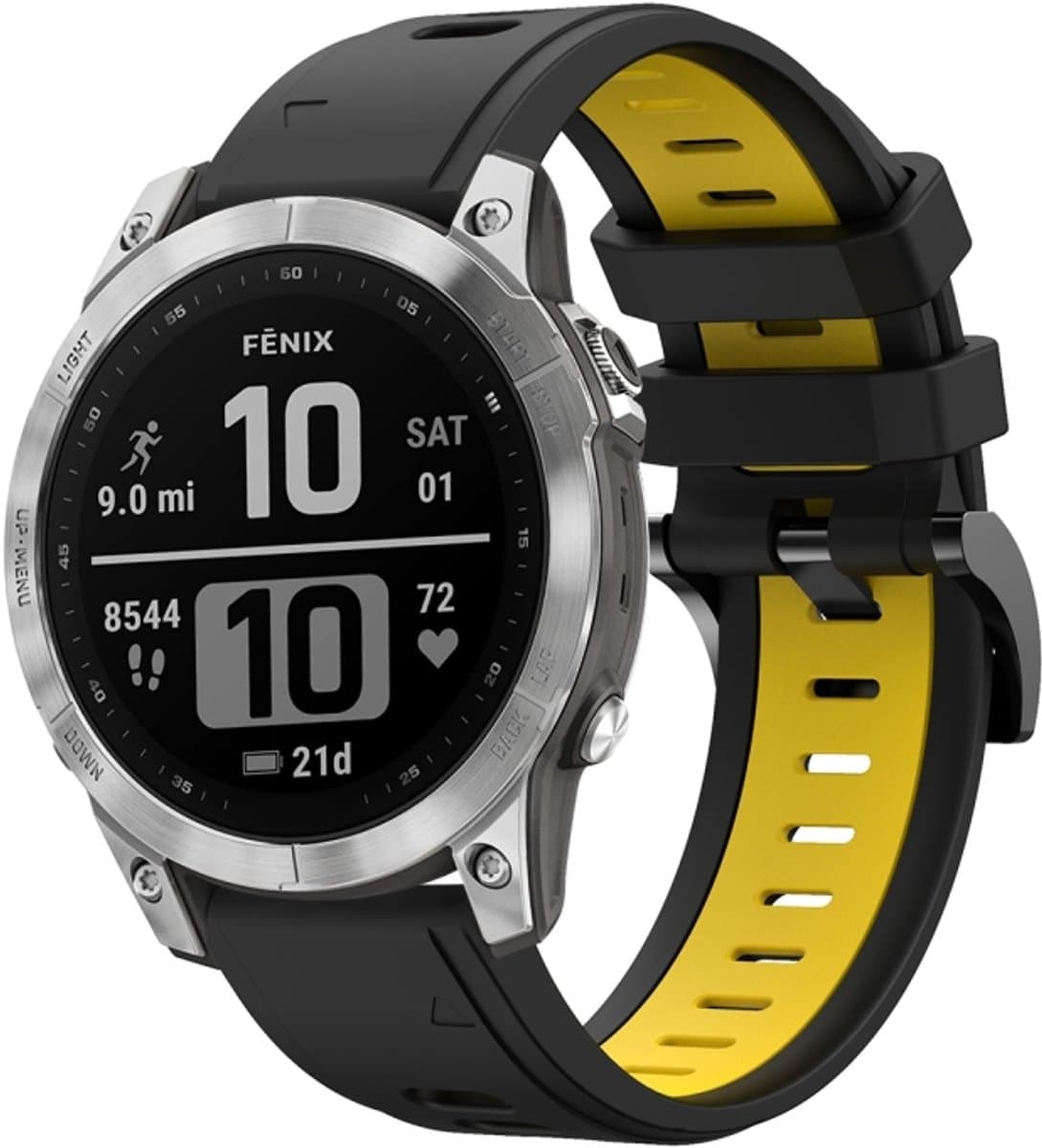 Voor Garmin Instinct 2 Solar Sports tweekleurige siliconen horlogeband (zwart + geel)