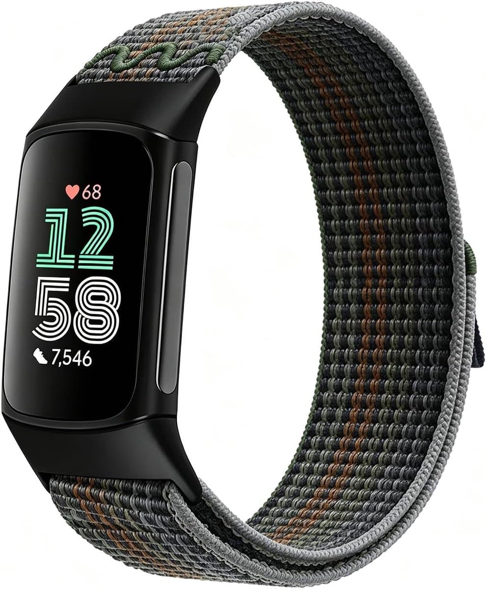 Verstelbare en Ademend Nylon Horlogeband voor Fitbit Charge 6/5 - Comfortabele Vervangband voor Dames en Heren