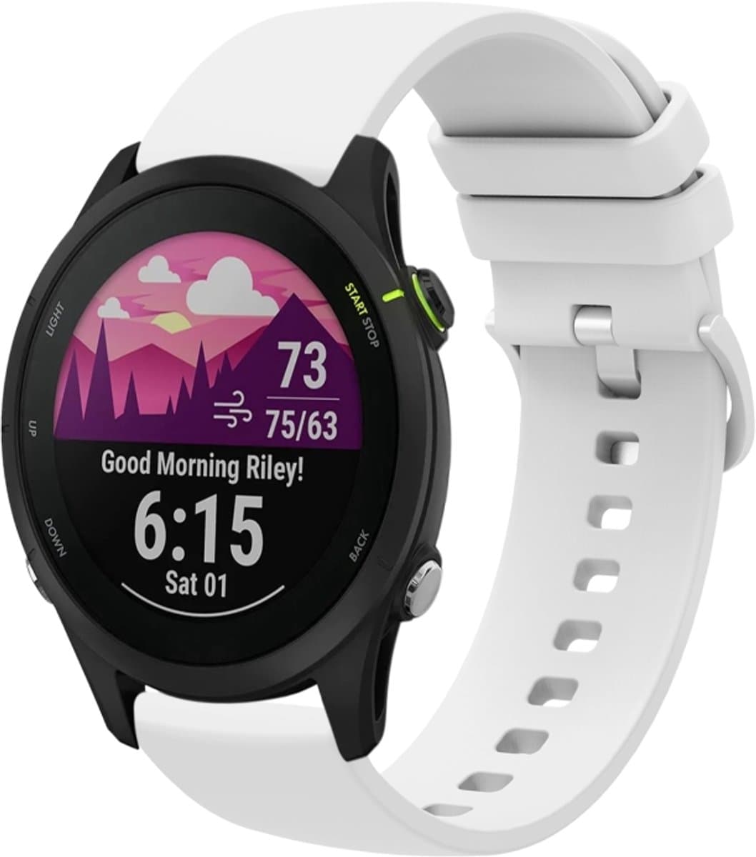 Voor Garmin Forerunner 255S 18mm effen kleur zachte siliconen horlogeband (wit)