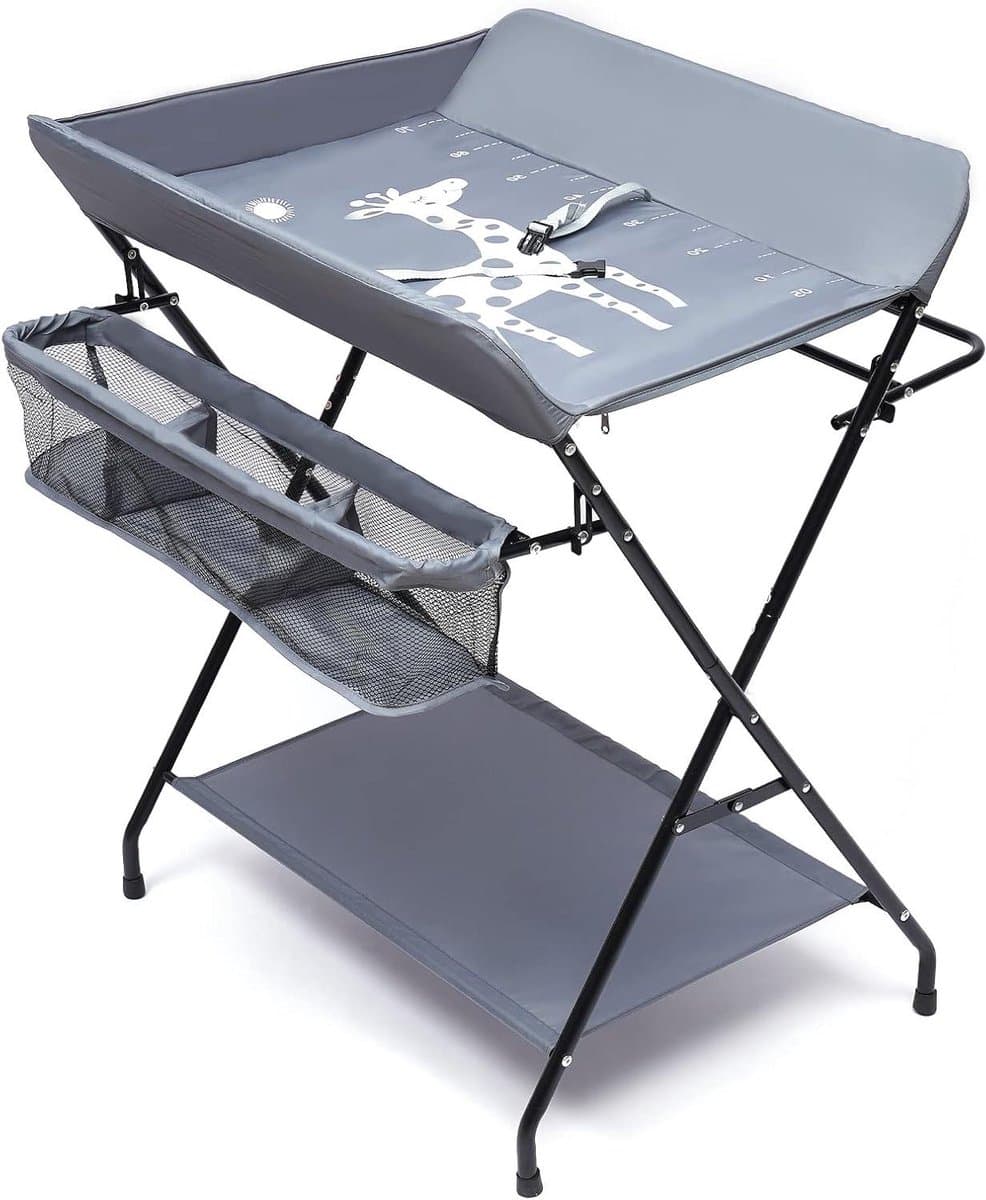 Baby Verschoontafel - Commode Tafel - Baby Verzorgen - Inklapbaar Ontwerp - 80 x 63 x 96 cm - Grijs