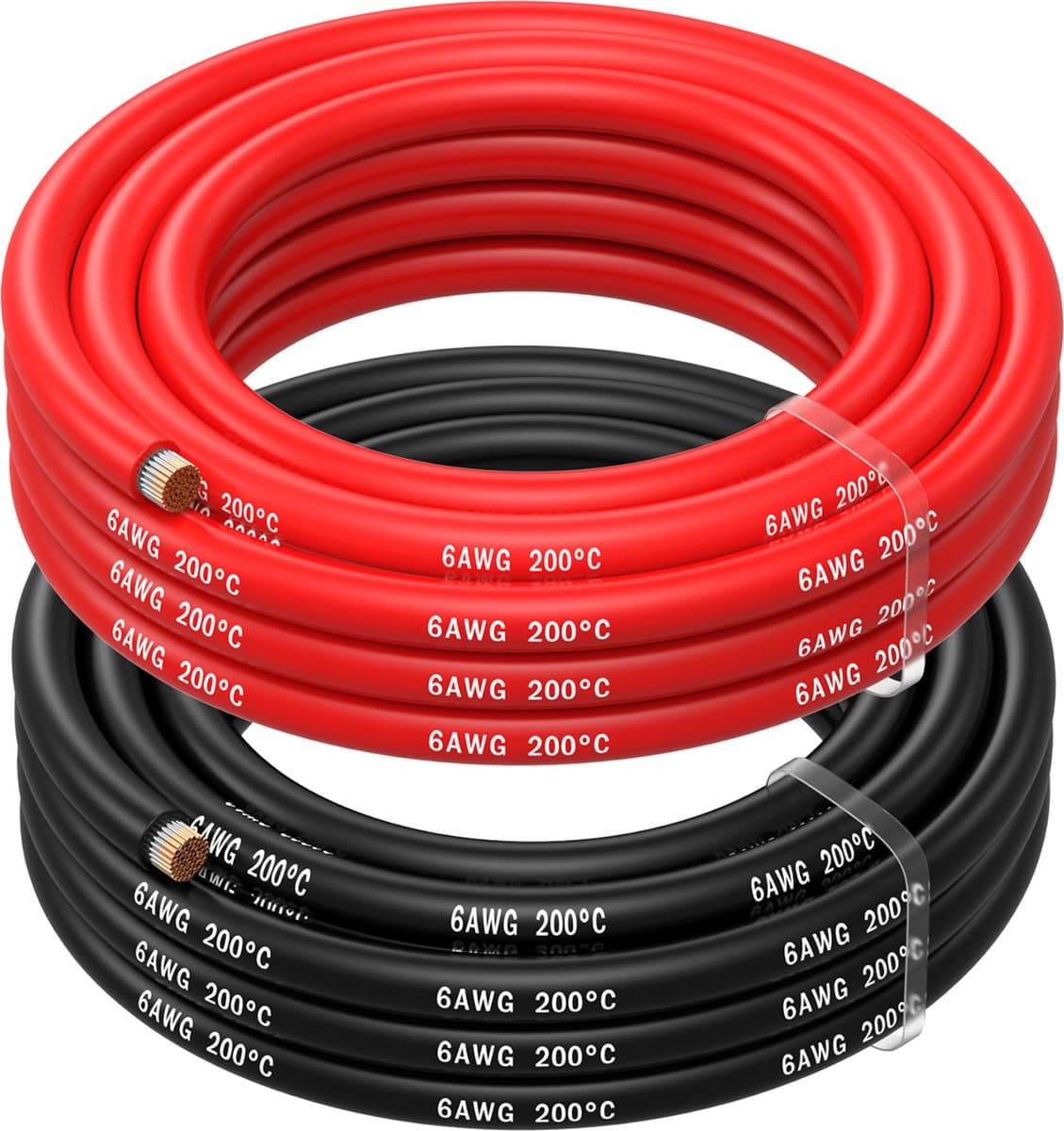 MMOBIEL 6 AWG Siliconen Elektrische Draad - 6 Gauge (13,3mm²) Vertinde Koperkabel - 2 Aparte Draden Rood & Zwart Elk 2,5 m voor Koelkasten, Airconditioners, Autobatterijen, Lasbatterijen