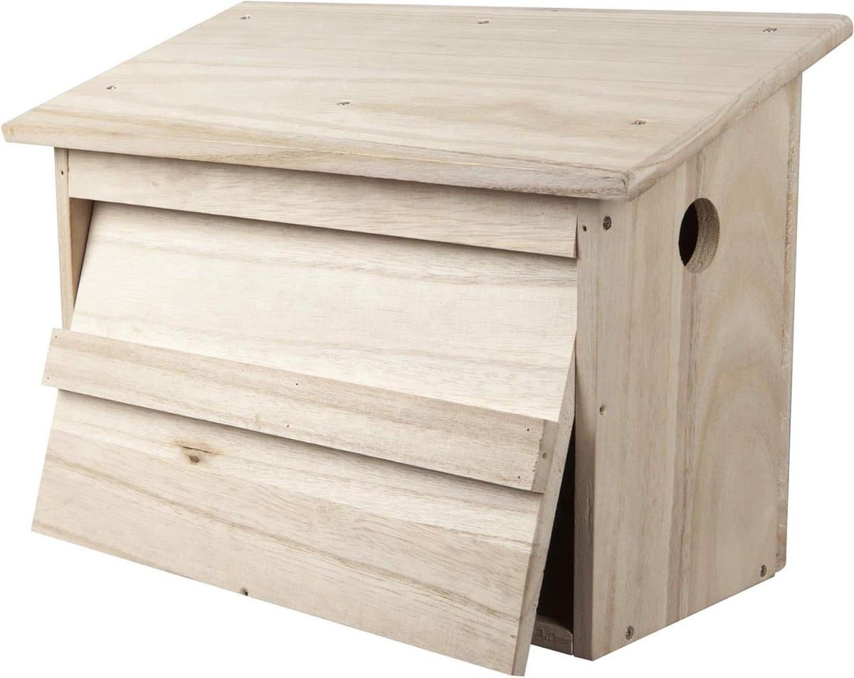 Twee-kamer Sparrow nestkast - vogelhuisje met aparte kamers voor broeden - 18 x 38 x 26 cm naturel