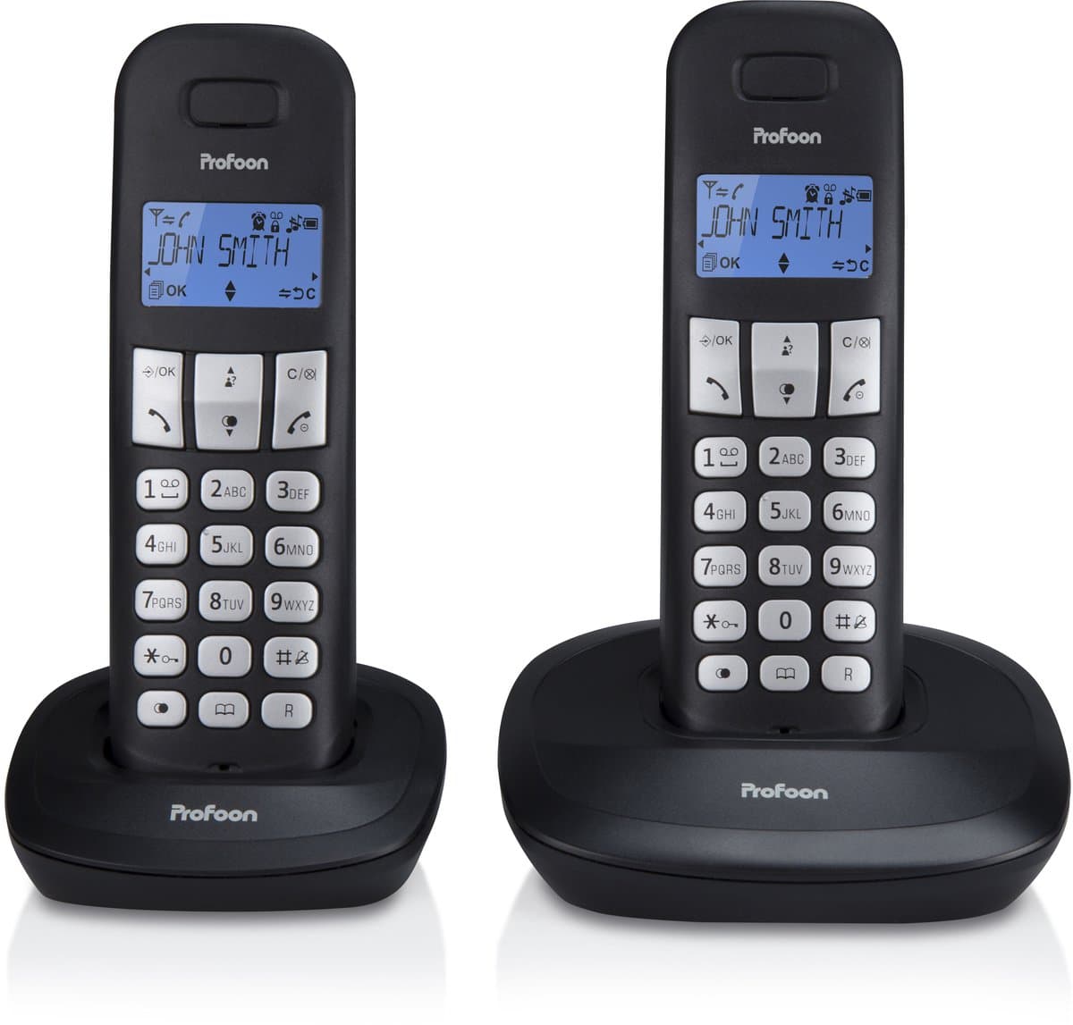 Profoon PDX-1120 Draadloze Dect Telefoon - 2 handposten - Lange standby tijd - Zwart