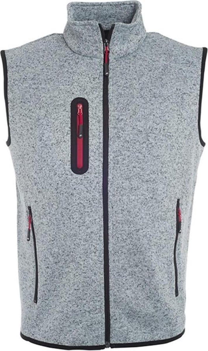James and Nicholson Heren Gebreid Vlies Vest (Lichtgrijs Melange/Rood)