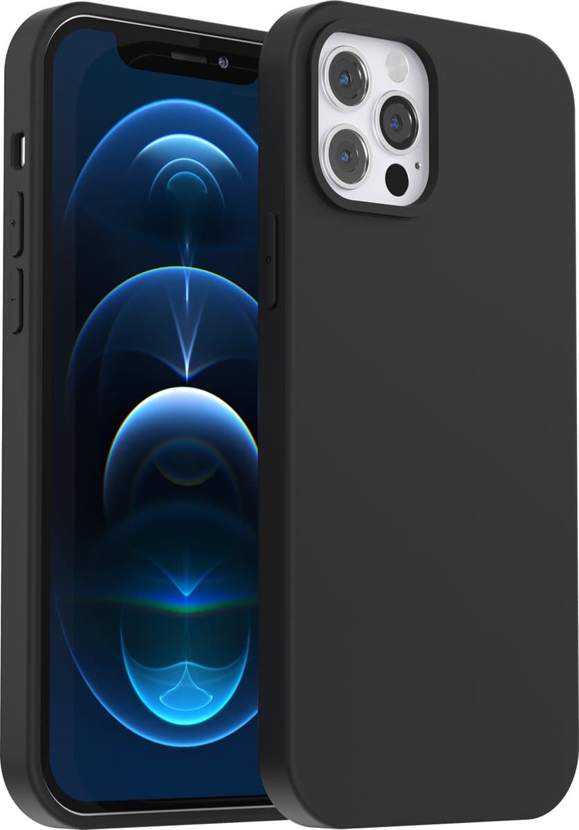 My Case hoesje geschikt voor iPhone 12 Pro Max Zwart Hoesje Siliconen Case Cover - Zwart