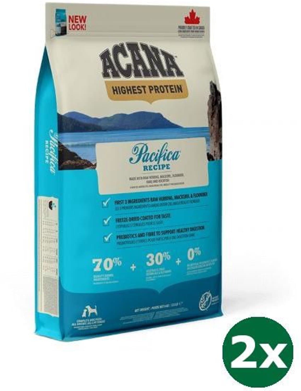 2x11,4 kg Acana highest protein pacifica dog hondenvoer