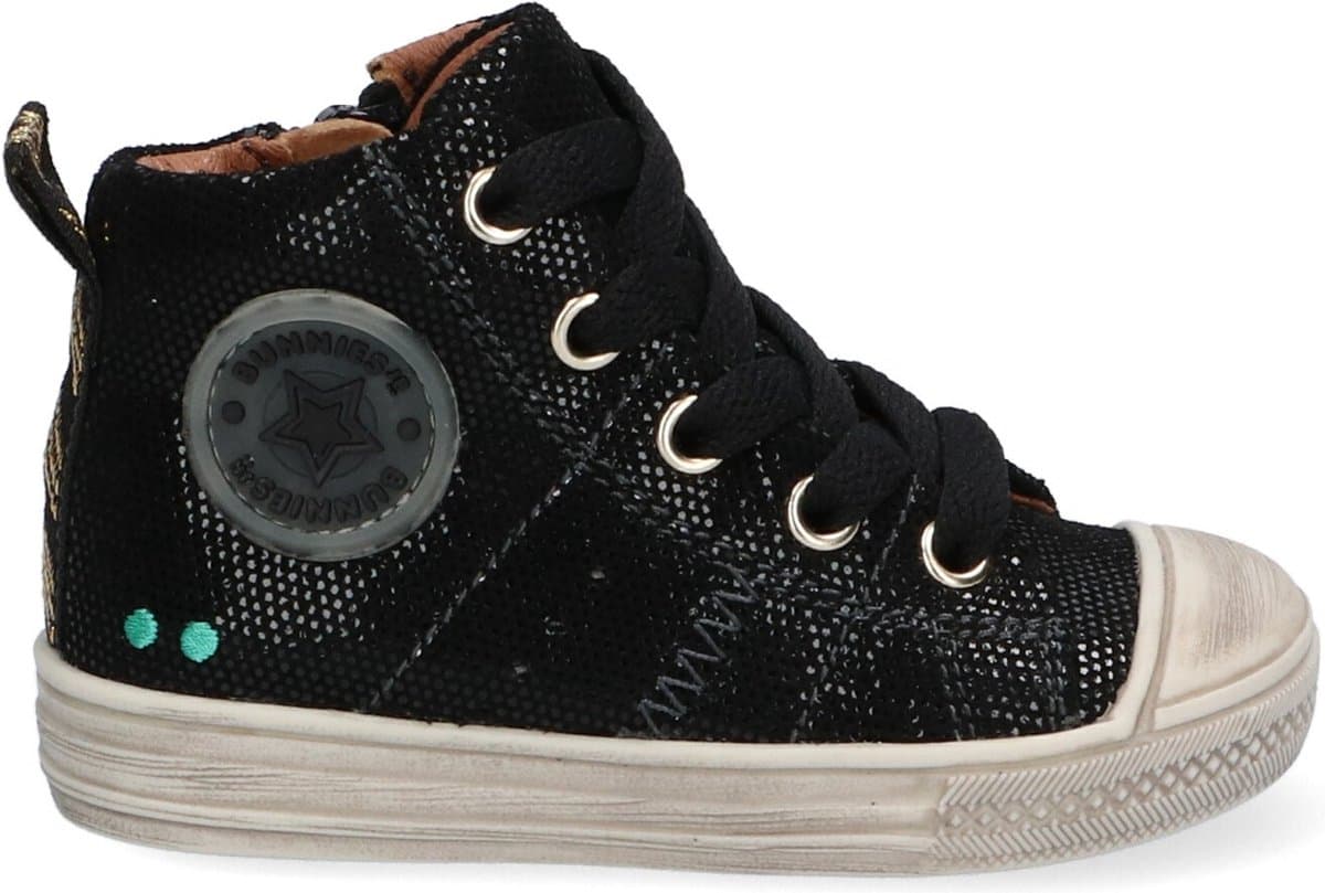 BunniesJR 221635-489 Meisjes Hoge Sneakers - Zwart - Suède - Veters