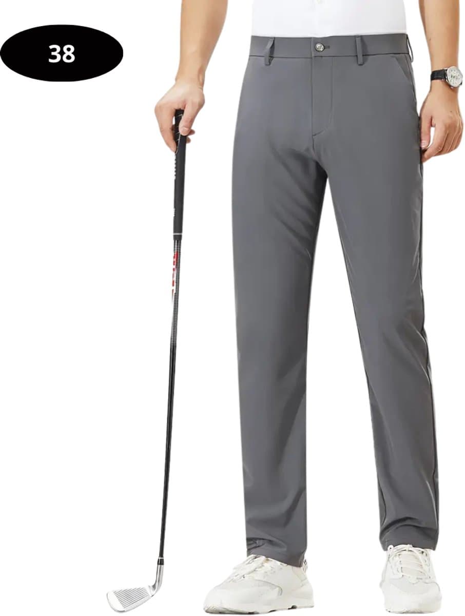 Livano Golfbroek Heren - Golfkleding - Golfen - Golf Accessoires - Nette Pantalon - Donkergrijs XXL - Maat 54