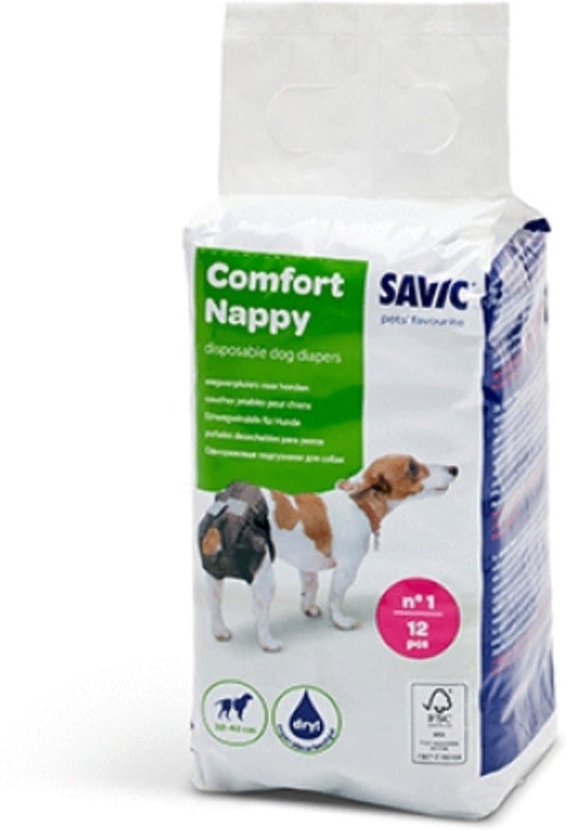 Savic Comfort Nappy Hondenluier Zwart - Hondenzindelijkstraining - Size 1 Taille 32 - 42 Cm