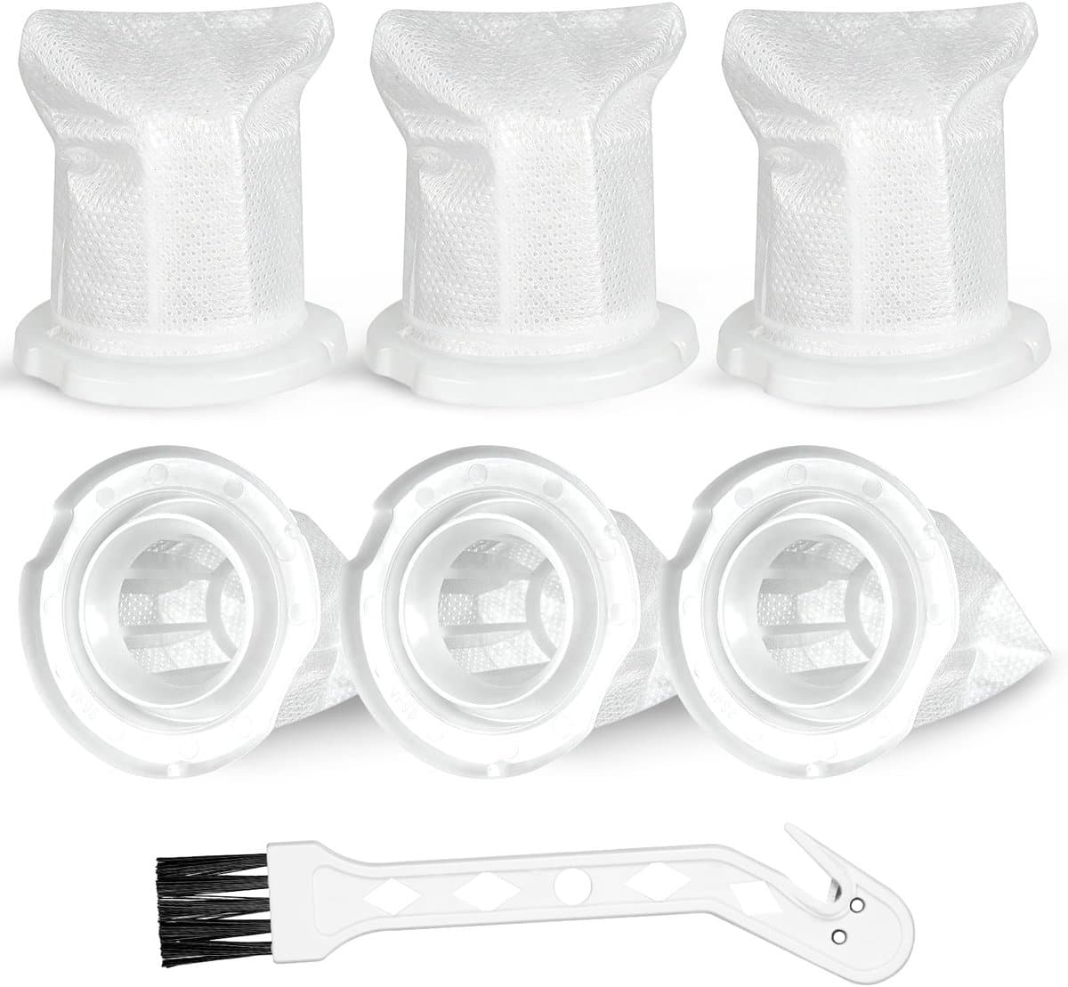 Dailygoods - Set van 6 Vervangfilters voor Handstofzuiger met Reinigingsborstel