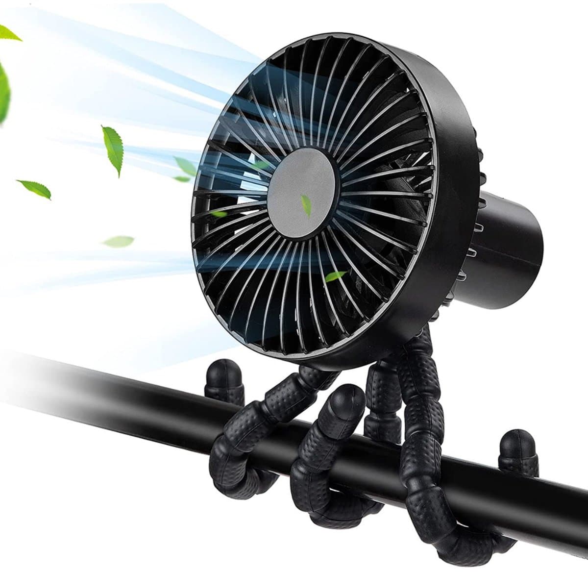 TOVBMUP Handventilator met Octopus - Draagbare ventilator - Oplaadbare ventilator - Hand Tafelventilator Draadloos - Mini Fan - met 3 Standen - Geschikt voor slaapkamer, kantoor, thuis - Zwart