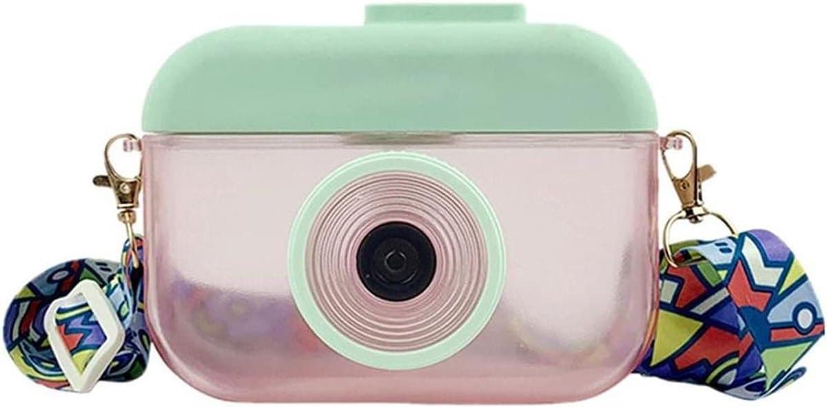 Waterfles met Rietje - Drinkfles Kinderen - Hydratatie Onderweg - Camera Vorm - 400 ml - Geel