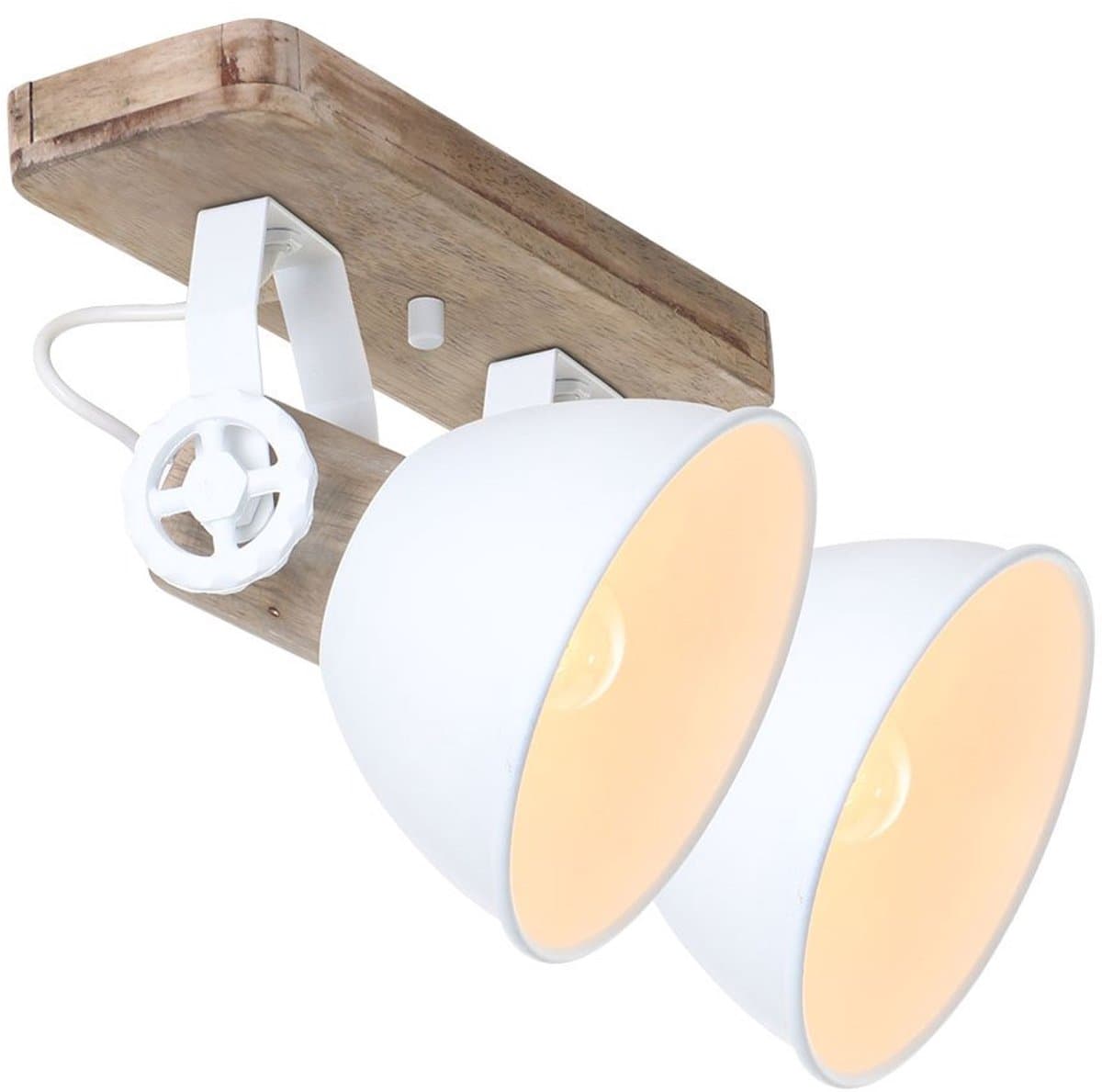 Plafondlamp Gearwood 7969W Wit E27 fittingen Metaal en Hout Draaibaar en Kantelbaar Trendy Mexlite