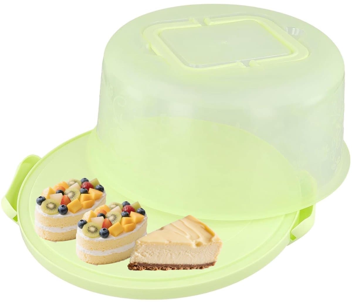 Cosensi- Taartdrager 26cm - Ronde Cakehouder met Deksel - Plastic Taarttransportbox - Opvouwbare Cakehouder - Handvat - Geschikt voor Taarten/Desserts - Taartopberger
