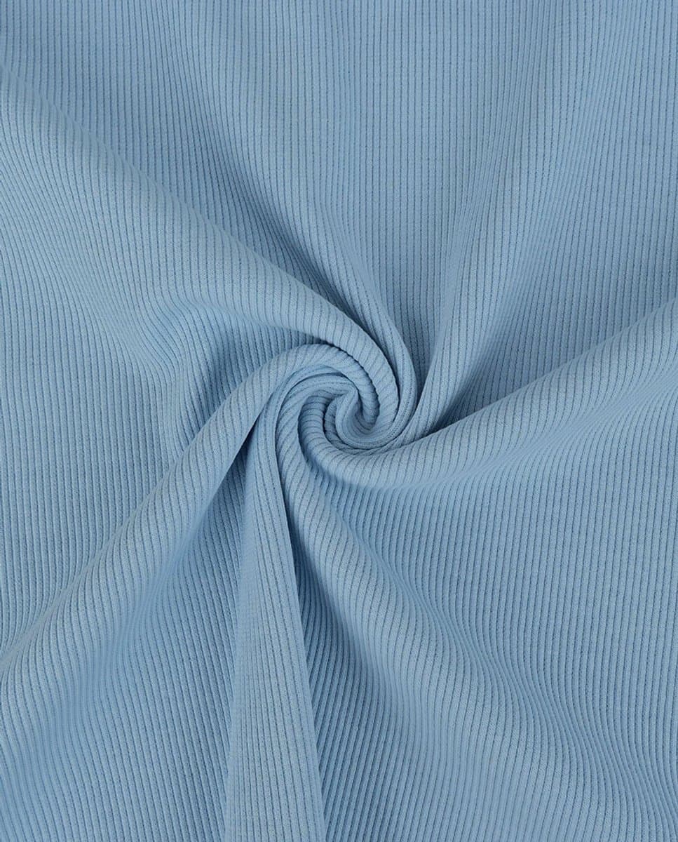 Rib Jersey Jeansblauw – 95% Katoen & 5% Lycra – 140 cm Breed – Stretch Tricot 280 gr/m²
