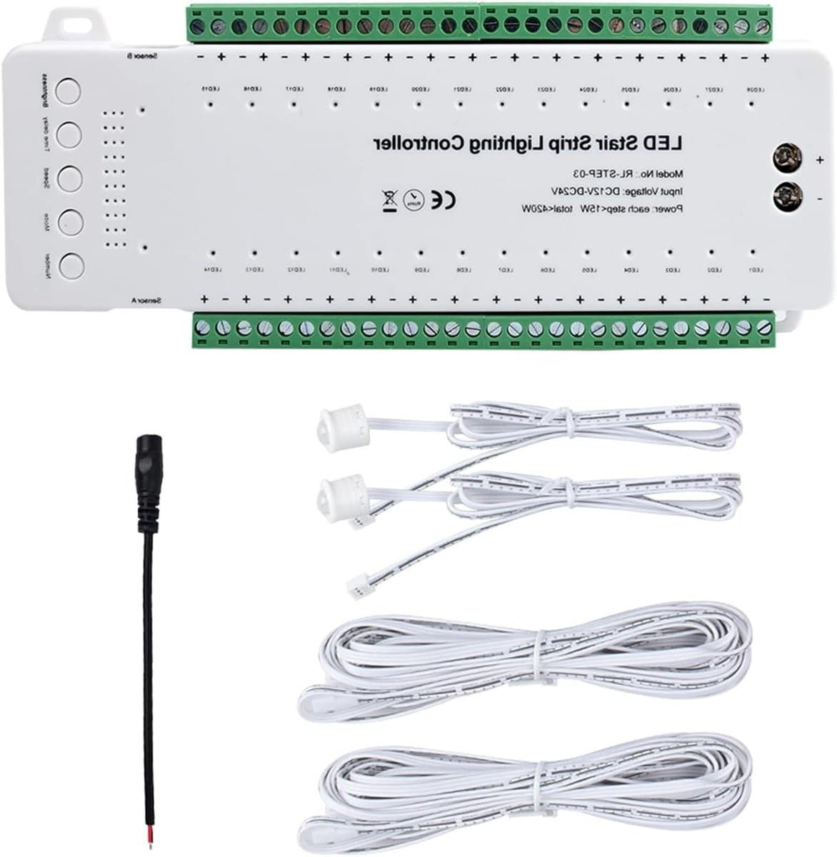 Led Traplichtbesturing - Controller Bewegingsmelder - Automatisch Trap Verlichten - Instelbare Snelheid - 28 Treden - Wit