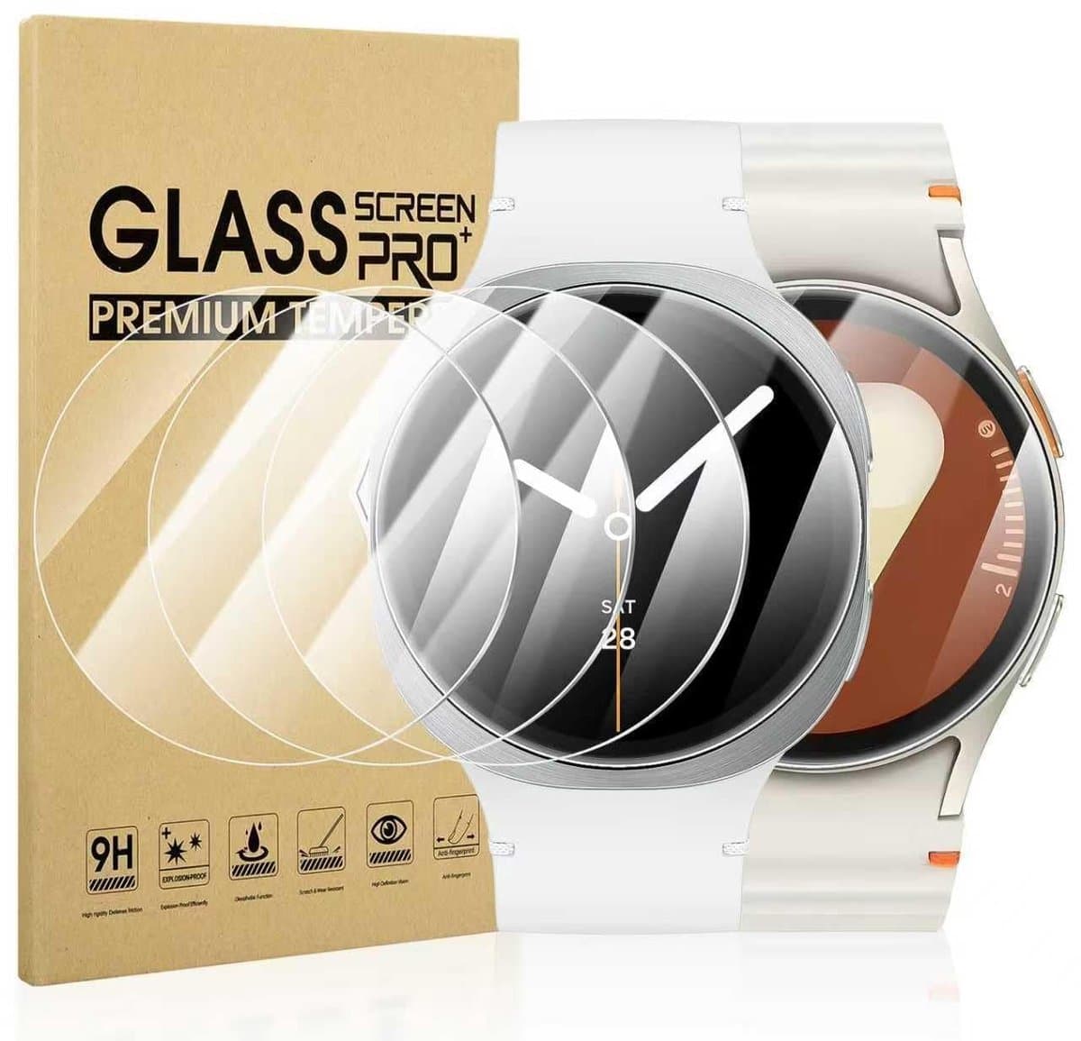 ONF3 - Schermbeschermer - Gehard glas - 40 mm - Compatibel met Samsung Galaxy Watch 8 7 6 5 4 FE - Volledige bescherming - HD kwaliteit