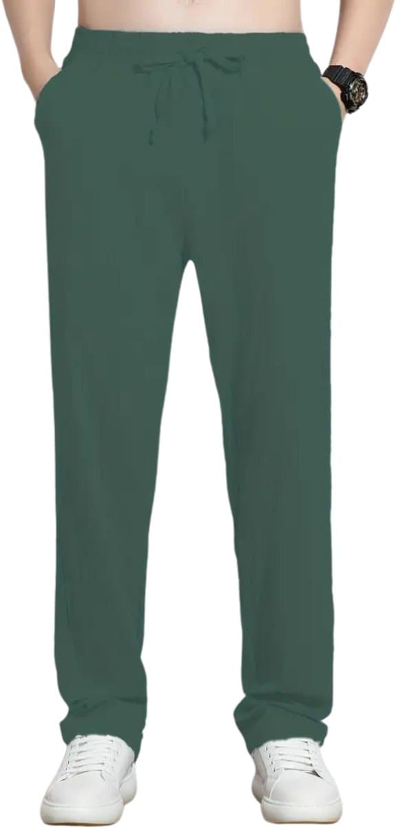 Bovista Linnen Broek Heren - Zomerbroek - Volwassenen - Lange Broek - Pantalon - Strandbroek - Zomer - Ibiza Stijl - Donkergroen - Maat L