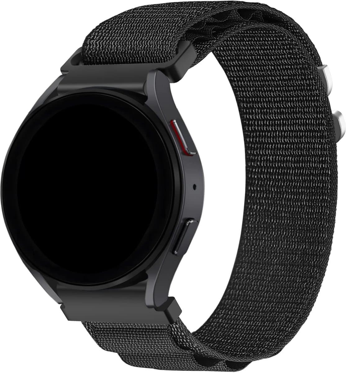 Bandz Hoogwaardige nylon Alpine band met haaksluiting - geschikt voor Garmin Vivoactive 6 / 5 / 3 / Vivomove HR / Style / Luxe / Sport / Trend / Forerunner 645 / 245 / 165 / 55 / Approach S12 / S40 / S42 / S44 / S50 (zwart)