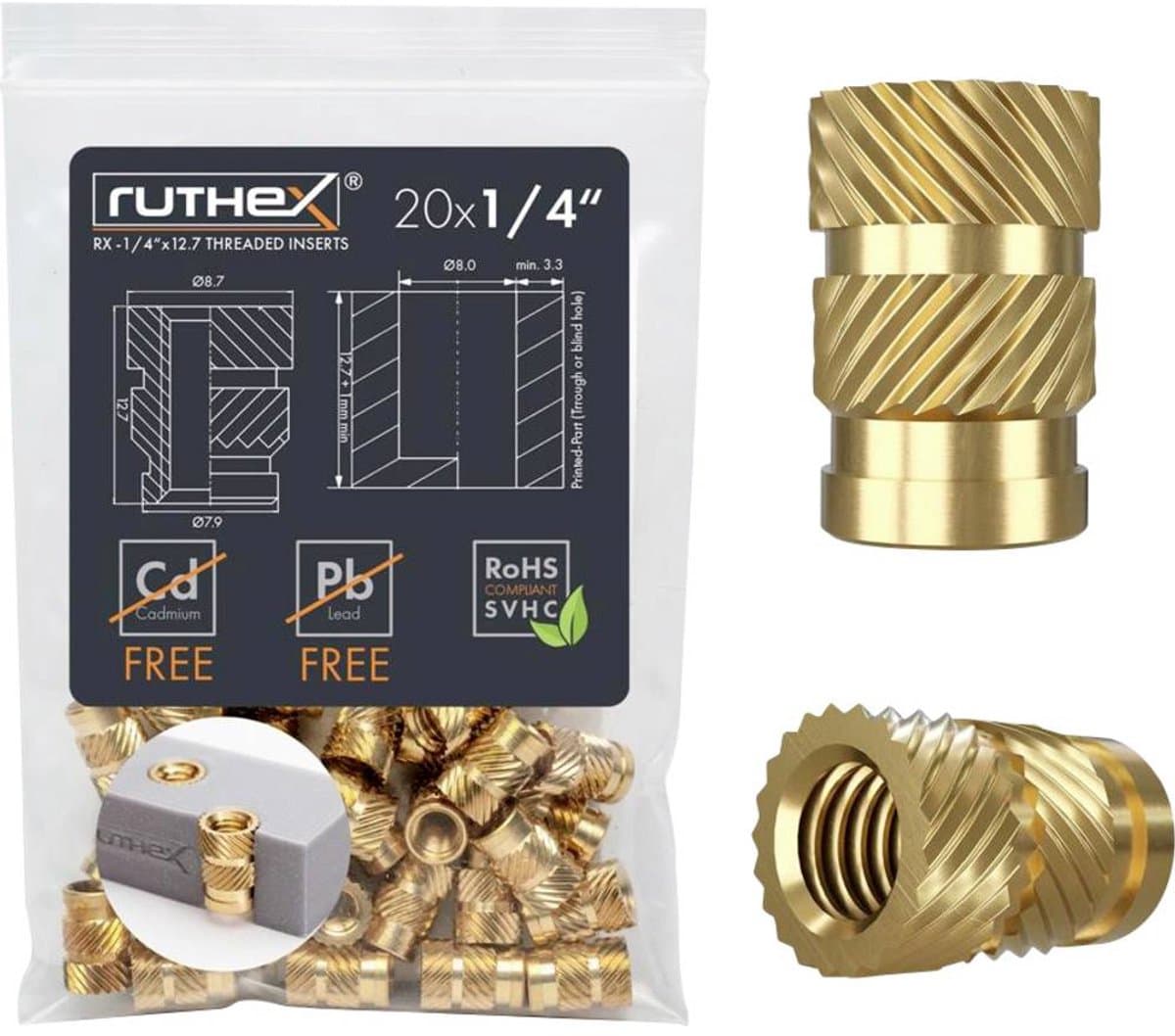 ruthex Schroefdraadinzet RX-1/4“-20x12.7 GE-1/4x127-001