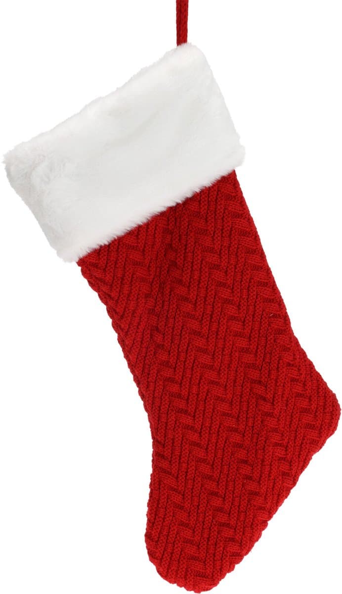 Koopman Kerstkous Deluxe Gebreid - Rood, 40 cm