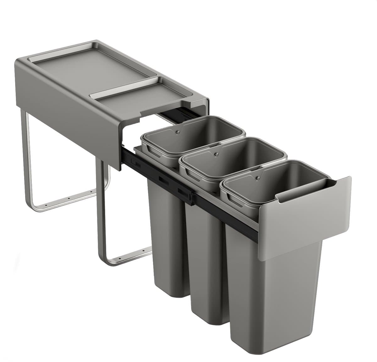 SVITA EM3x10 inbouw afvalbak 30L (3x10L) - 3 compartimenten met deksel afvalscheidingssysteem