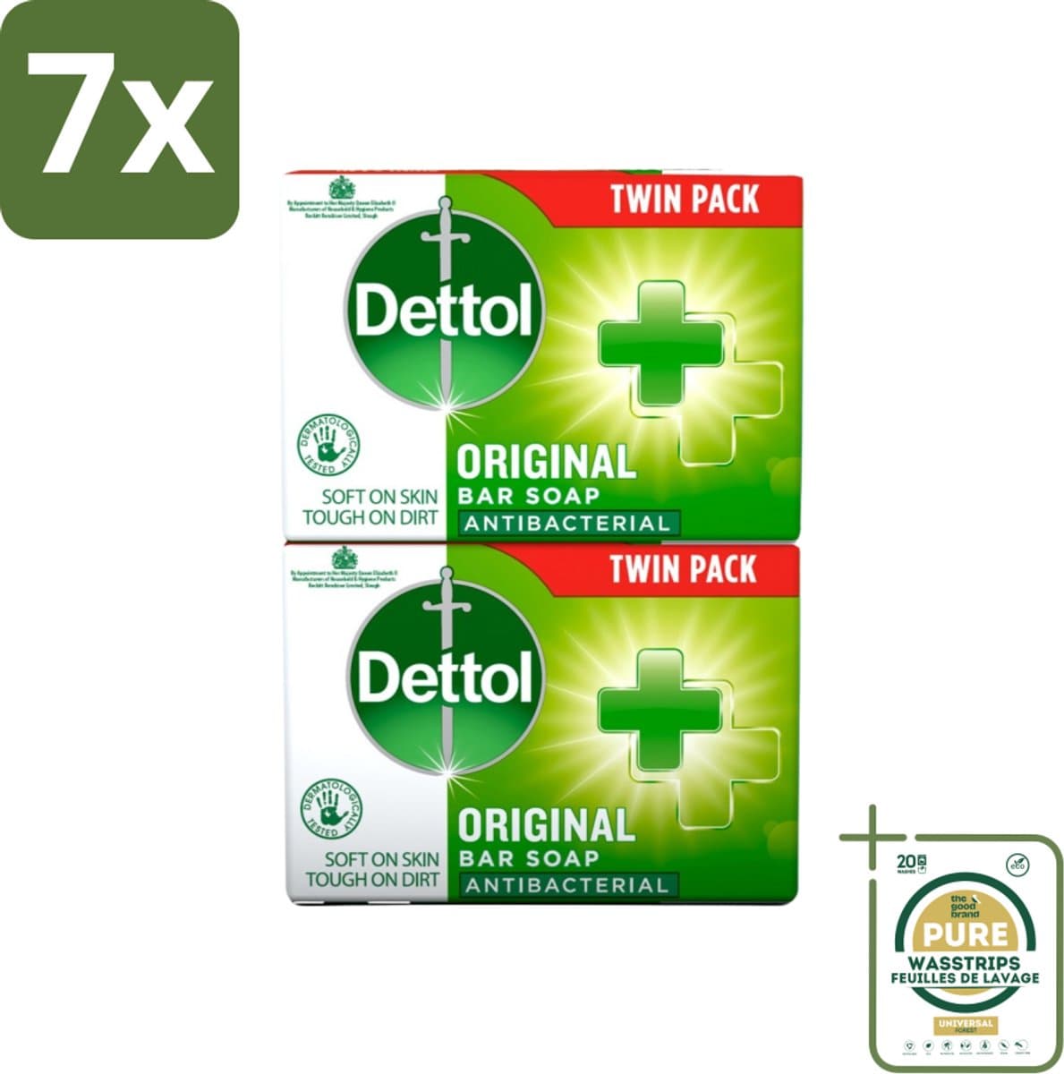 7 x Dettol - Zeeptablet - Origineel - Antibacterieel - 2x 100g Zeeptabletten - Grootverpakking - Handzeep - Antibacterieel - Hygiëne - Handwassen - Zeeptablet