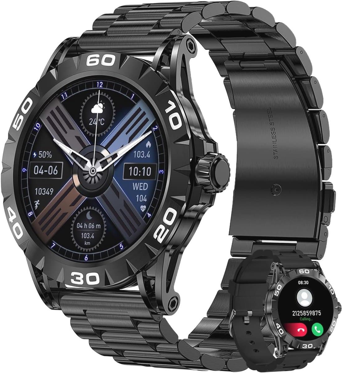 Smartwatch voor Heren - Hartslagmeter, SpO2 Sensor, Slaapmonitor