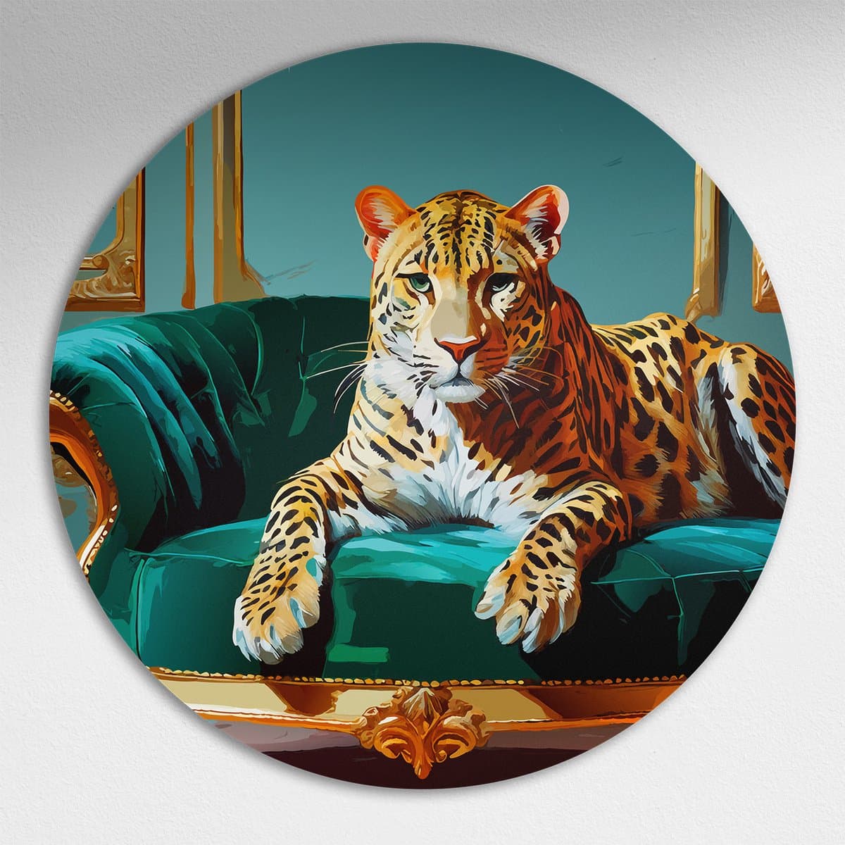 Luxe Panther Print Muurcirkel - Luxe Muurcirkel 40x40 cm op Dibond - Sfeervolle Wanddecoratie voor Woonkamer & Slaapkamer