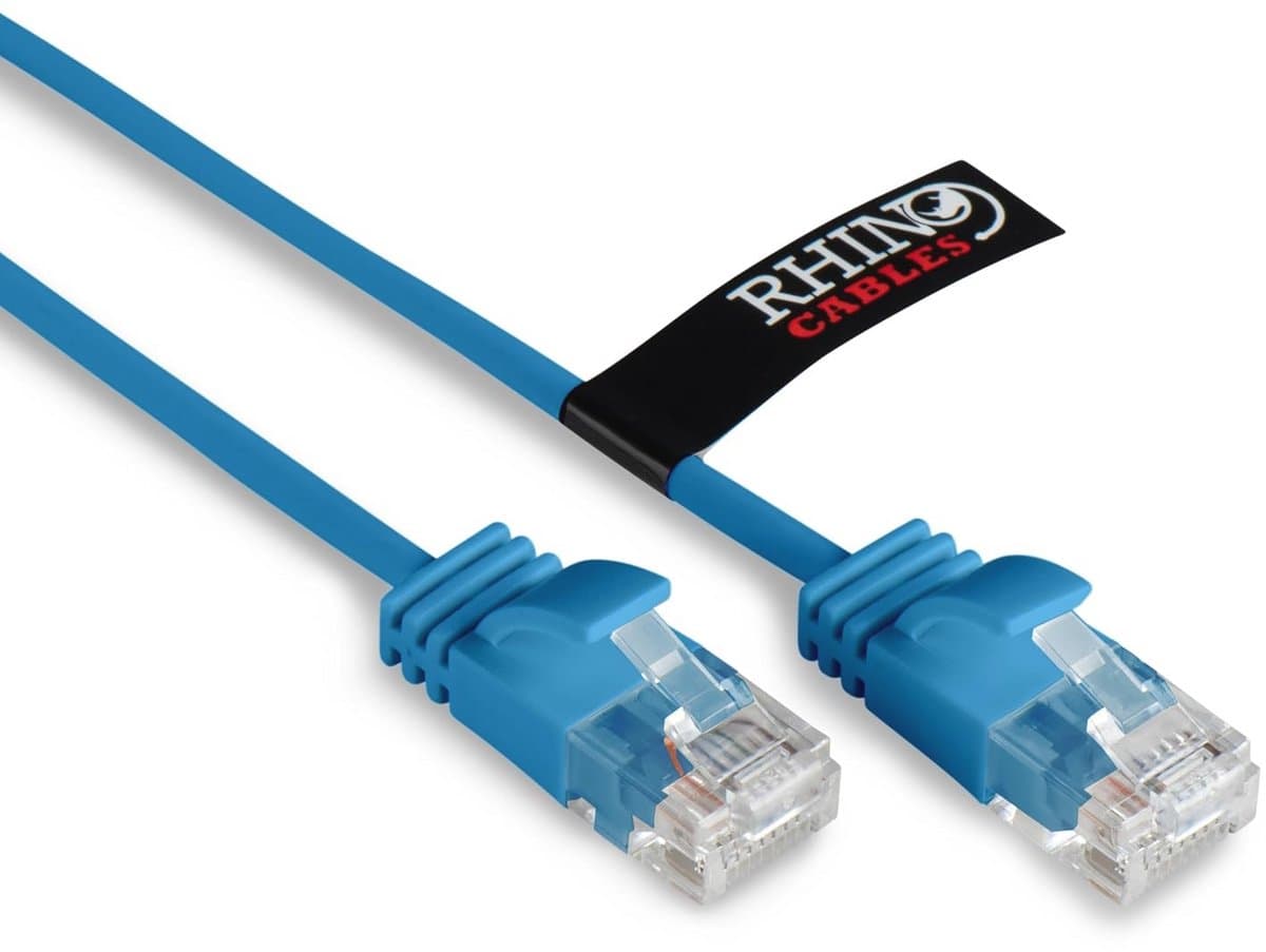 Dunne Cat6 Ethernet-kabel - Snelle Gigabit Netwerkkabel met RJ45-connector voor Internet en Gaming (0,25 m, Blauw)