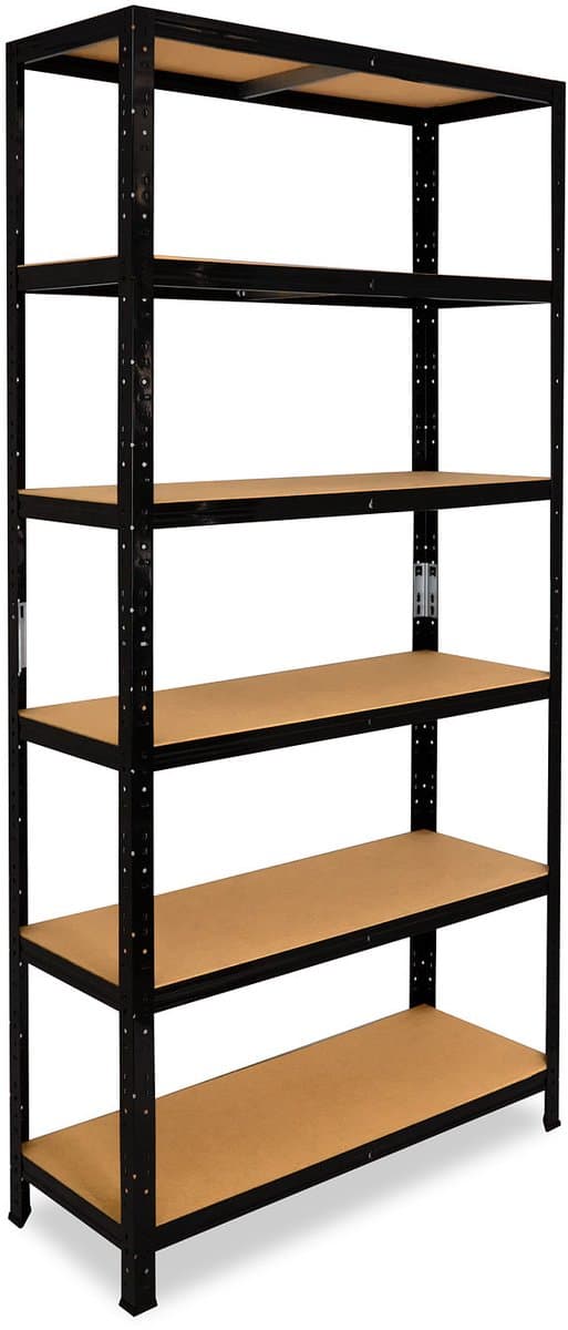 Shelfplaza BLACK metalen stellingkast - 200x75x30 cm - zwart - 6 planken