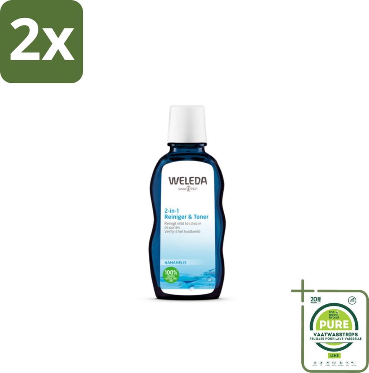 WELEDA - Reiniger & Toner 2‑in‑1 - 100 ml - Voordeelverpakking - 2 stuks - Reiniger - Toner