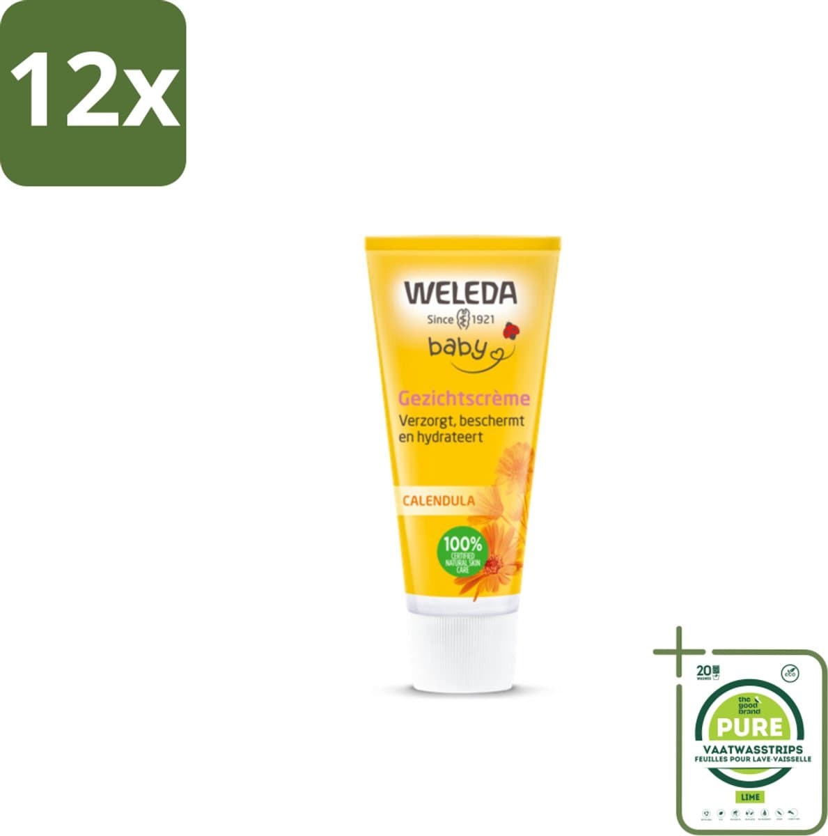 WELEDA - Gezichtscrème - Baby & Kind Calendula - 50 ml - Voordeelverpakking - 12 stuks - Babyhuid - Gezichtscrème