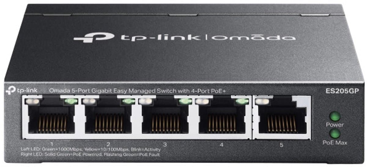 TP-Link Omada ES205GP switch - 5-poorts - Gigabit - Managed - PoE+ - 4x PoE - 65W